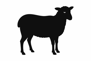 Silhouette of a standing sheep.
