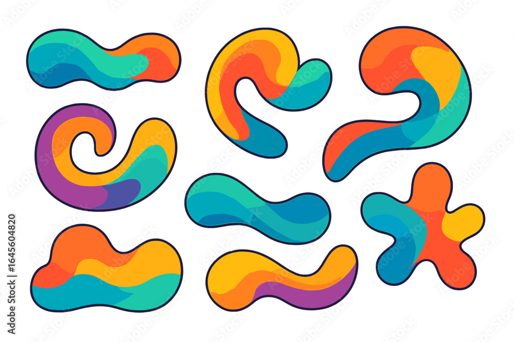Aufkleber abstract liquid shapes set. colorful fluid gradient blobs. modern creative graphic design elements. 