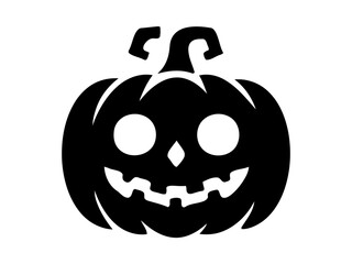 Black silhouette of a jack-o'-lantern pumpkin.
