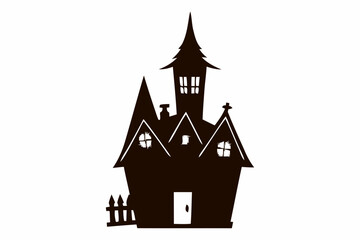 Obraz premium Spooky silhouette of a haunted house. 