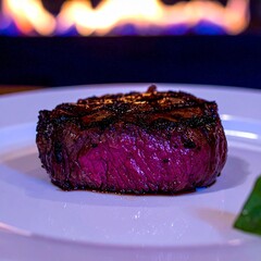 Fototapeta premium close up image of a medium rare filet steak