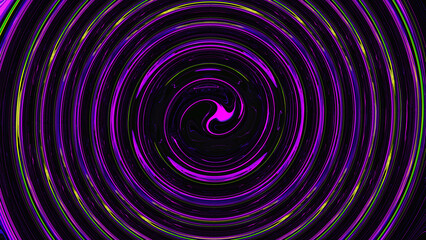 Bright fluid neon black textured round background. Abstract pink purple circle. Art trippy luxury digital screen. Tech Backdrop. Banner. Web page Template. Virtual Augmented reality. NFT card. VR.