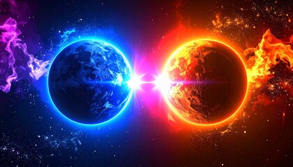 Fototapeta premium futuristic illustration of an exploding planets