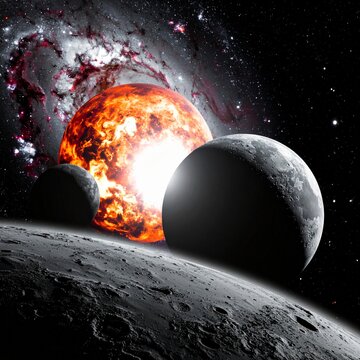 futuristic illustration of an exploding planets