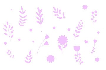 Delicate purple floral and leaf design.

