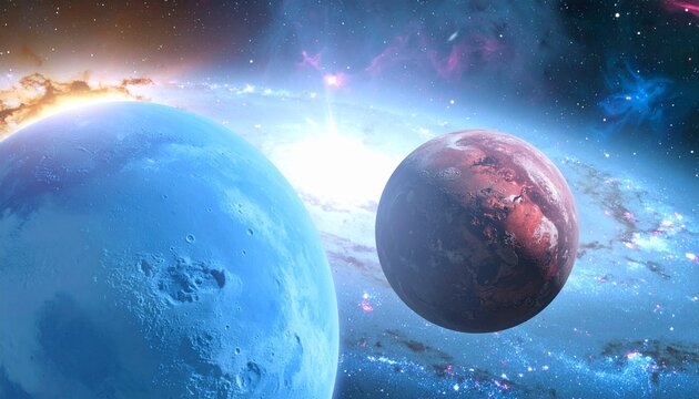 futuristic illustration of an exploding planet