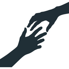 Two hands reaching towards each other forming a connection or offering assistance.