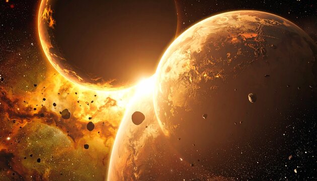 futuristic illustration of an exploding planet