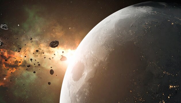 futuristic illustration of an exploding planet