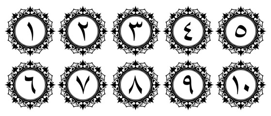Luxury Arabic Numerals with Ornamental Design Isolated on White Background. Premium Editable and Scalable Vector Illustration for Elegant Backgrounds, Covers, and Page Decor