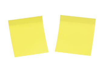Two yellow sticky notes isolated on transparent background