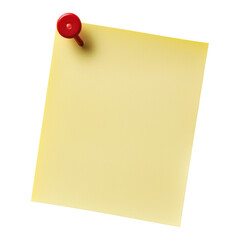 Empty Note on Board: A single yellow note is affixed to a surface with a bright red pin, poised to capture a fresh idea, an urgent reminder, or a touch of color.