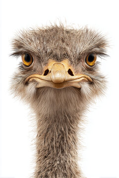 Funny Ostrich with a Wide Angle Lens, Goofy Bird Portrait
