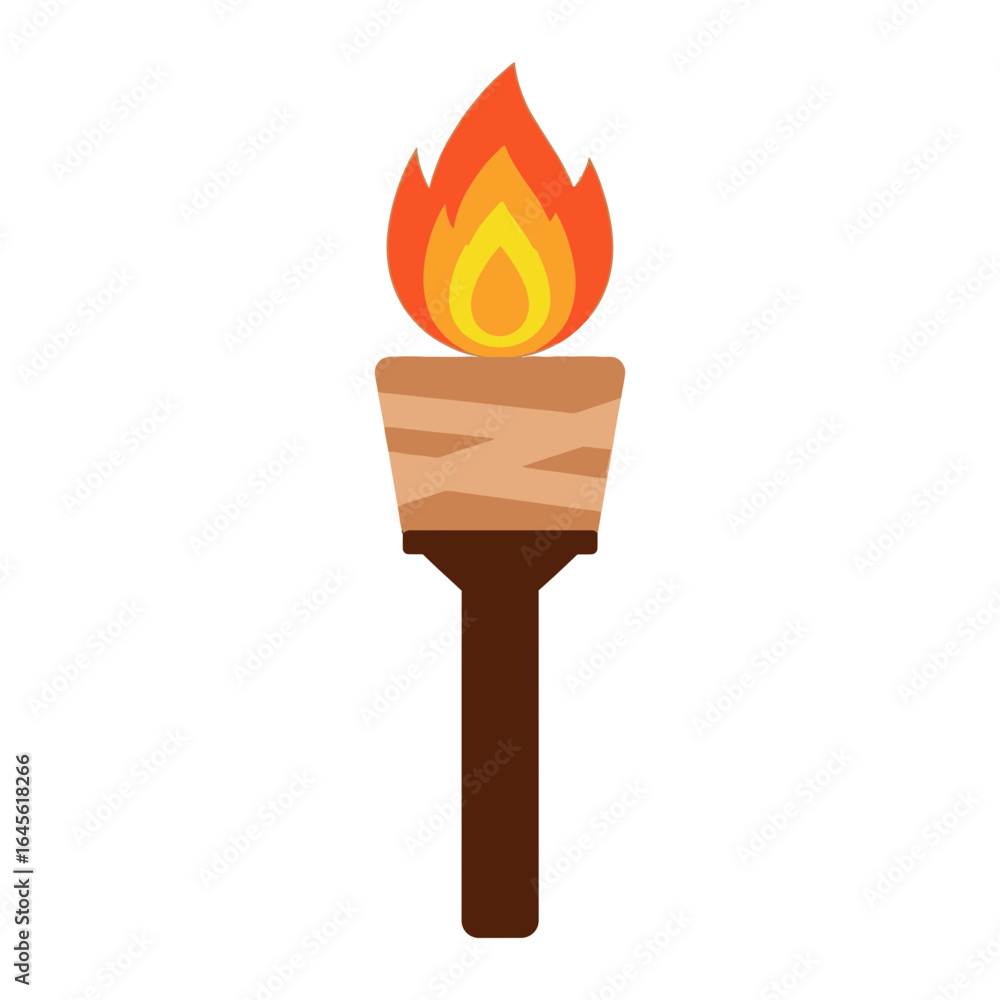 Poster a burning torch with a wooden handle and a flame at the top.