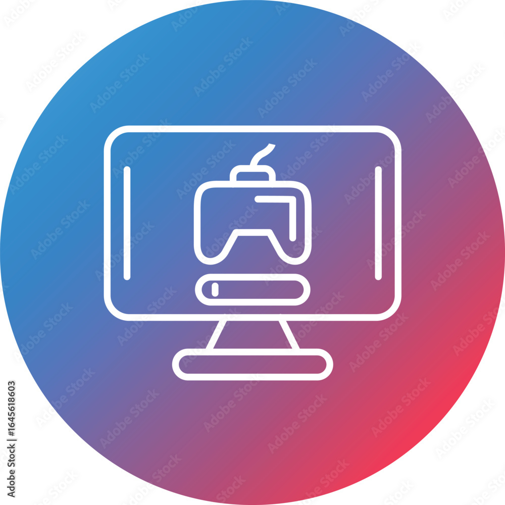 Poster game login line gradient circle background icon