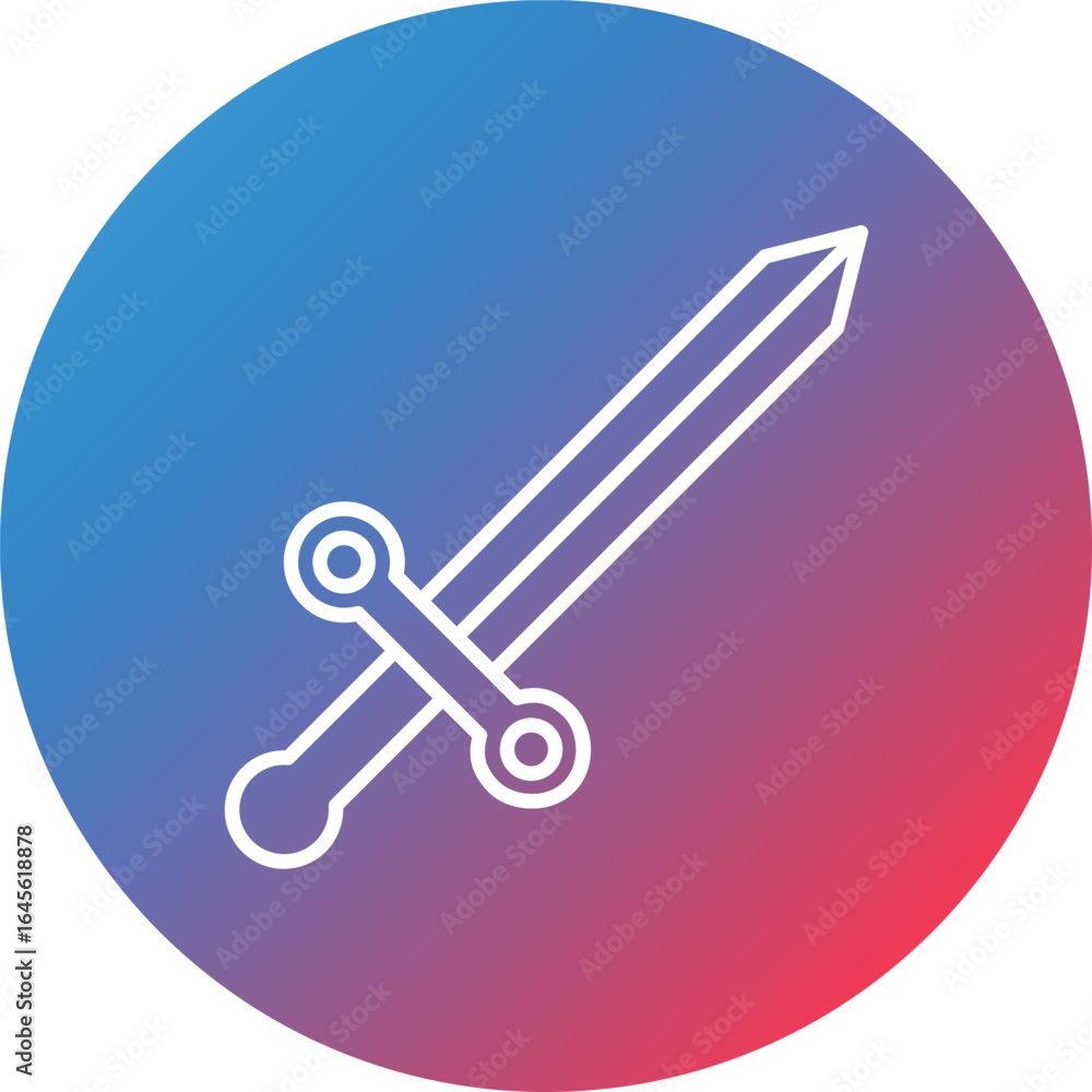Poster game sword line gradient circle background icon
