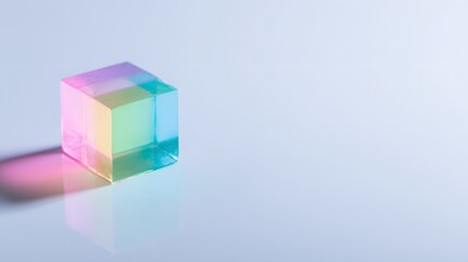 Obraz premium Colorful translucent cube on a light background.