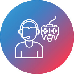 Gamer Line Gradient Circle Background Icon