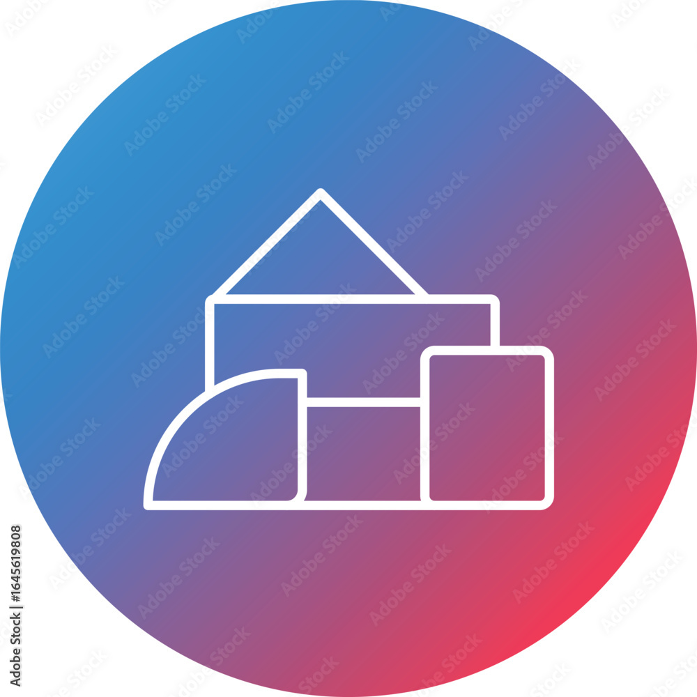 Poster blocks line gradient circle background icon