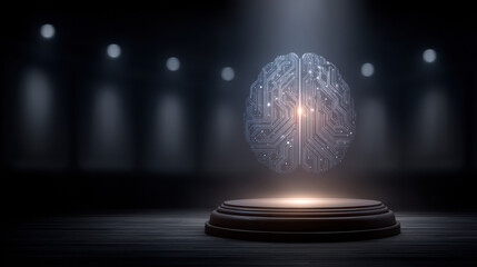 Futuristic courtroom where AI faces ethical questioning by diverse humans regarding bias and decision-making logic