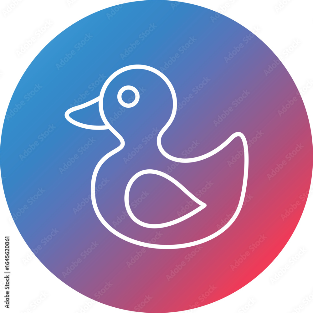Poster rubber duck line gradient circle background icon