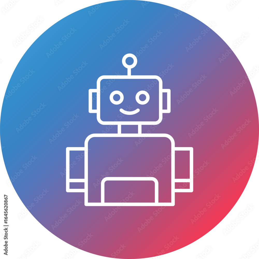 Poster robot line gradient circle background icon