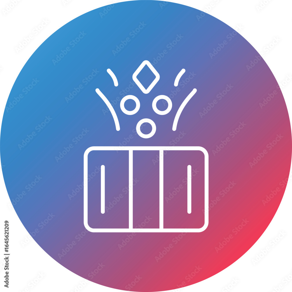 Poster surprise box line gradient circle background icon