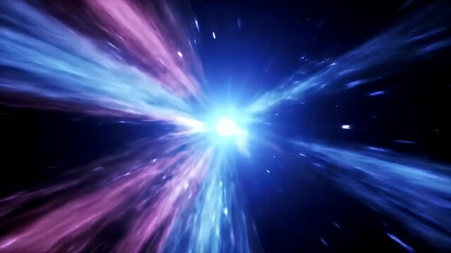 Hyperspace Tunnel: A cosmic journey through a vibrant, swirling vortex of blue and pink energy streams