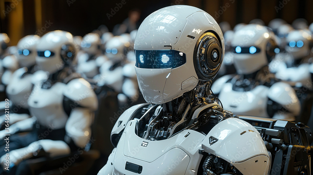 Aufkleber futuristic courtroom features ai judge overseeing invisible marginalized individuals highlighting bi