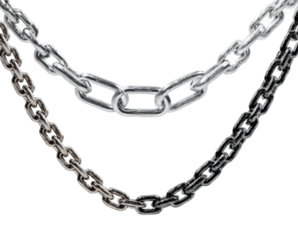 Metal chains displayed on industrial