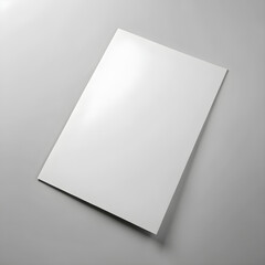 Blank White Paper Sheet Mockup on Gray Background for Design Presentation