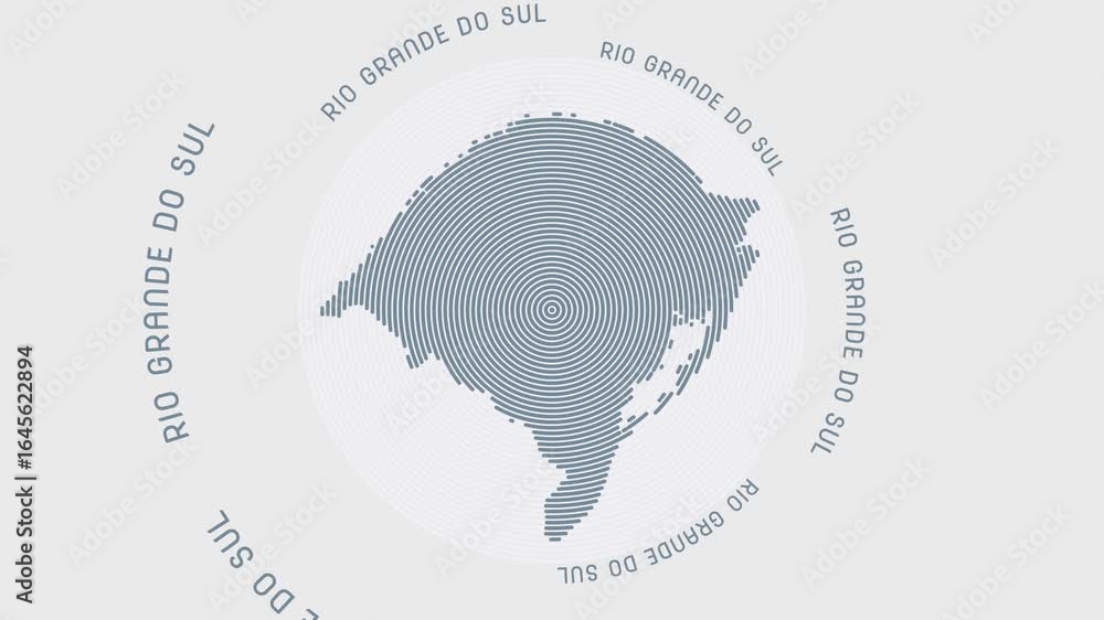 Poster rio grande do sul shape with dynamic circles visual effect. animation of rio grande do sul logo appe