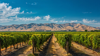 Fototapeta premium An expansive vineyard under a clear blue sky (1)