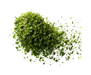 Sprinkling fresh green herbs kitchen counter culinary bright space