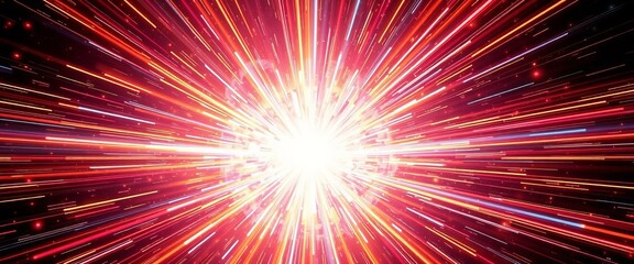Fototapeta premium Abstract cosmic explosion, radiating light streaks and vibrant energy bursts, technology, space