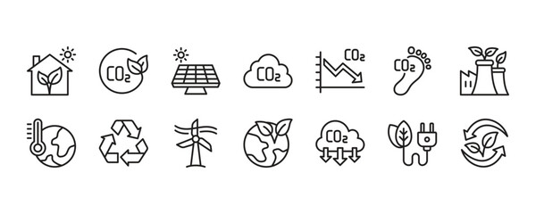 Net Zero Icon Set. Vector Graphic Illustration.