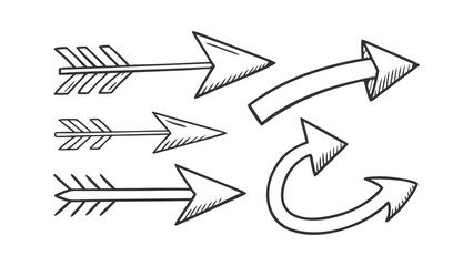 Modern vector illustration a set of hand-drawn sketch arrows in various directions and styles,  hand-drawn arrows in various styles, simplistic vector illustration arrow icon set, easily editable.