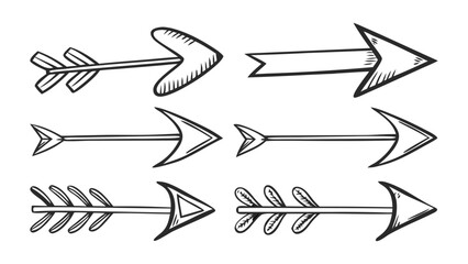 Modern vector illustration a set of hand-drawn sketch arrows in various directions and styles,  hand-drawn arrows in various styles, simplistic vector illustration arrow icon set, easily editable.