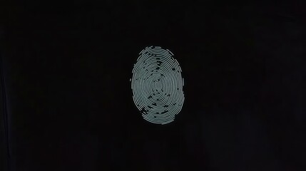Digital fingerprint authentication on a dark screen for security concept background