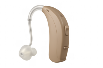 Modern hearing aid isolated on transparent background enhancing hearing ability