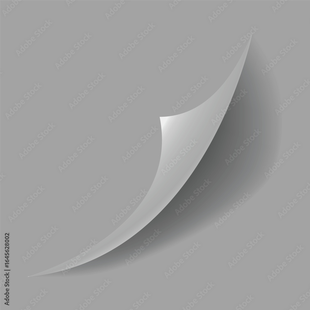Poster curled paper corner. curve page corner, page edge curl and bent paper sheet with realistic shadow. p