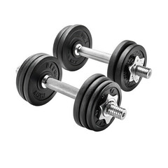 Fototapeta premium Two adjustable dumbbells with black weight plates isolated on transparent background