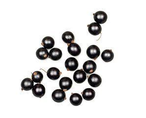 Currant berries isolated on a white background, top-down, flat lay, clipping path
