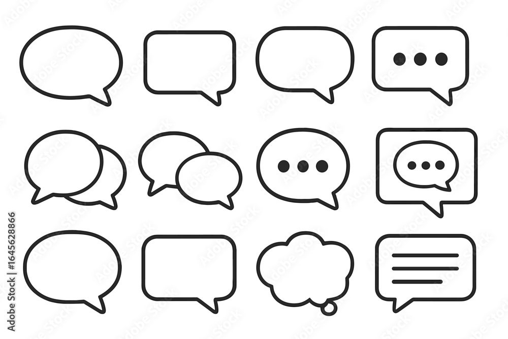 Aufkleber speech bubble icon set for communication and design projects. vector collection of chat, talk, and t