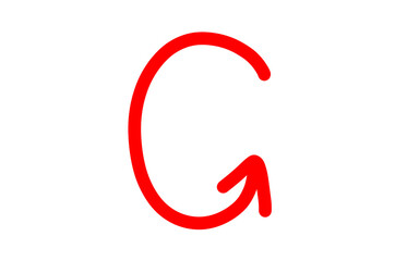 Hand drawn refresh arrow icon, doodle drawing of recycle symbol, red scribble drawing refresh sign, curved Arrow pointer highlighter doodle drawing marker isolated on transparent png 