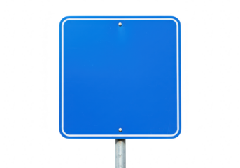 Blank blue square road sign isolated on transparent background