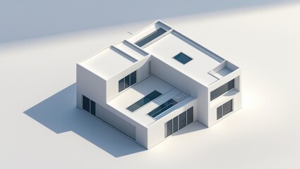 Modern house design in a top-down view.