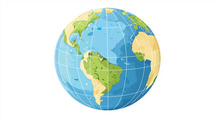 Fototapeta premium 3D rendering of a blue and green world map on a sphere with continents and oceans