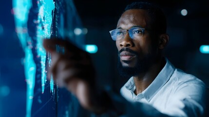 Logistics manager monitoring global shipment dashboard