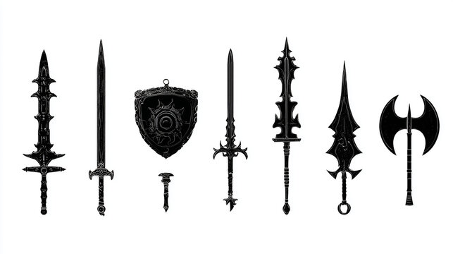 An ancient candelabra and a medieval sword are antique objects with a cross and key design